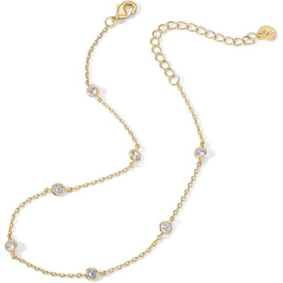 14K Gold Plated Charm Link Chain Anklets for Women | Dainty Cubic Zirconia Boho - Picture 3 of 6